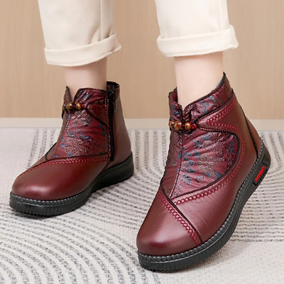 Sera™ | Vintage Floral Leather Ankle Boots