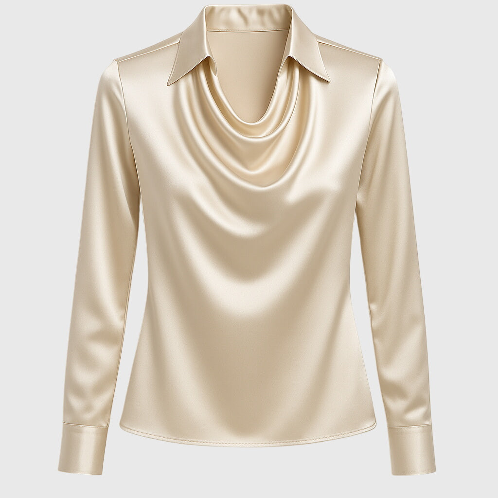 Candice™ – Pleated Shine Blouse for Quiet Confidence